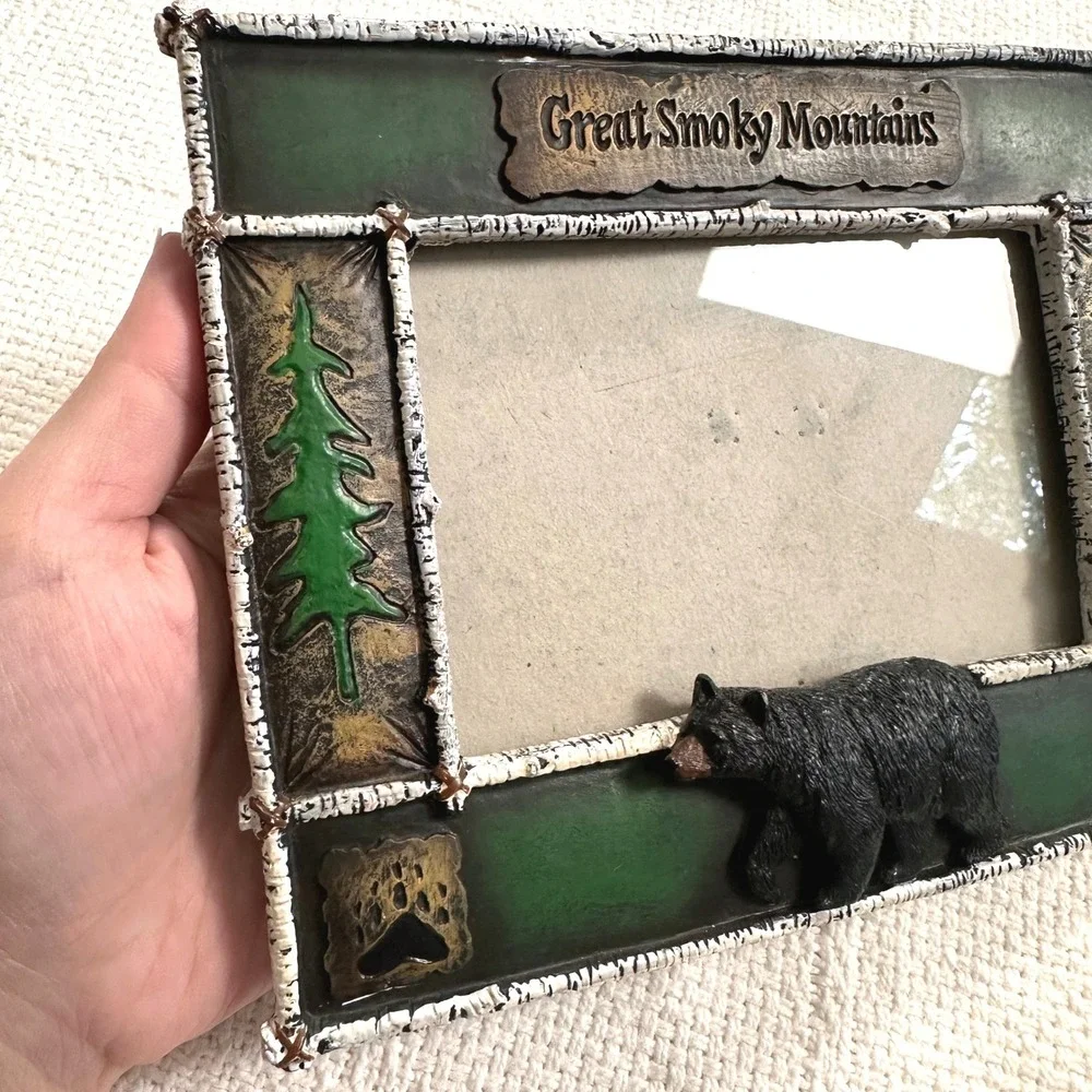 Great Smoky Mountains Picture Frame 3D Black Bear Rustic Cabin Decor